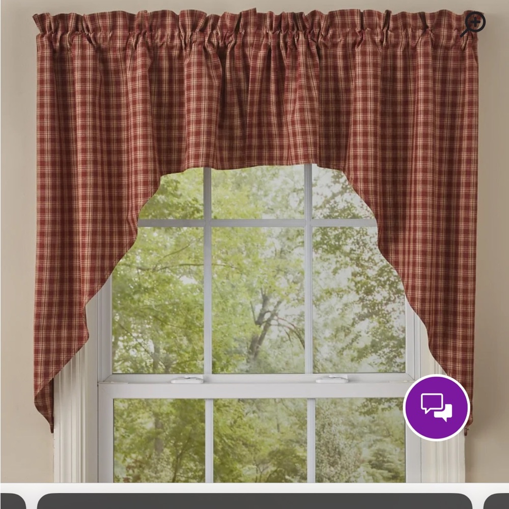 Sturbridge Plaid Cotton Swag 72'' W Window Valance (Set of 2)